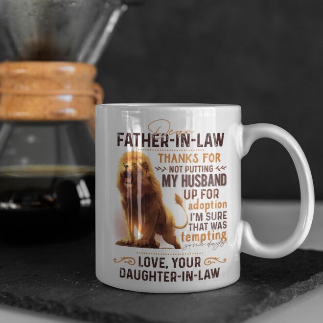 Modwnfy Mother in Law Gifts, Thanks for Not Putting My Husband Up for Adoption Glass Coffee Mug, Father Mother in Law Gifts from Daughter in Law for